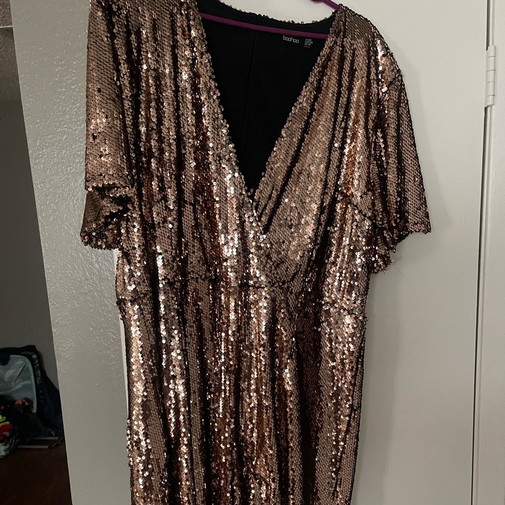 Bohoo Bronze Sequin Dress